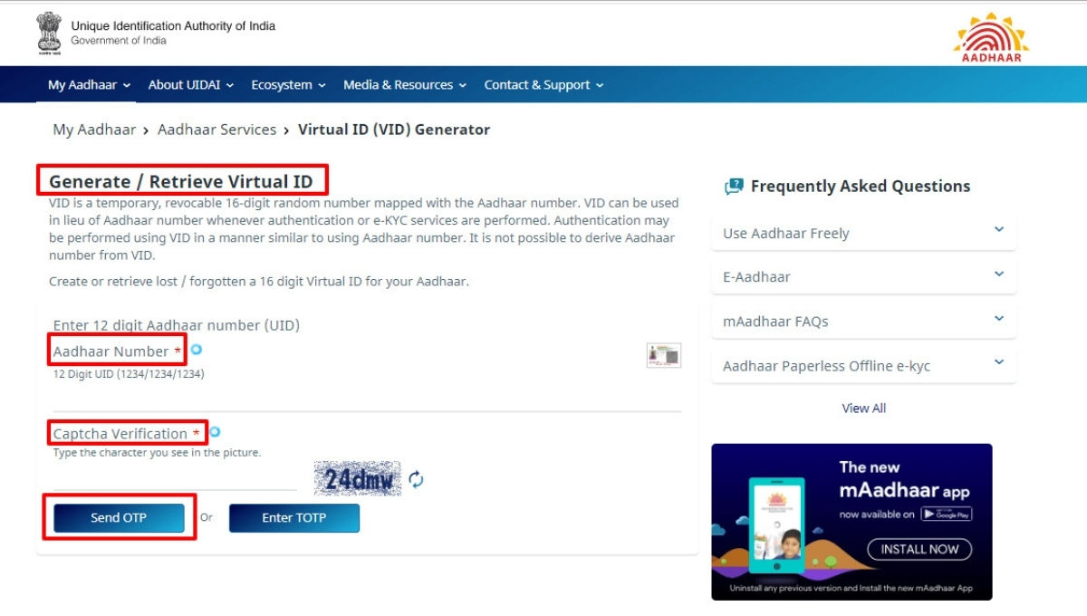Aadhaar Card Reprint Service