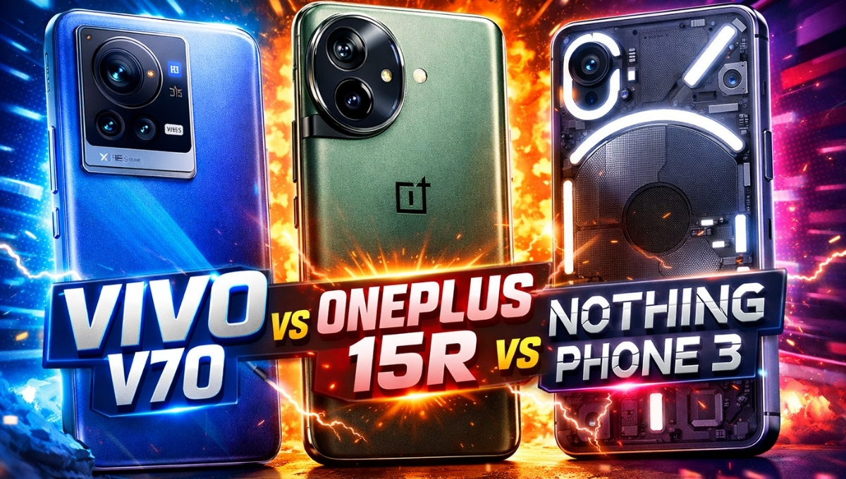 Vivo V70 vs OnePlus 15R vs Nothing Phone 3