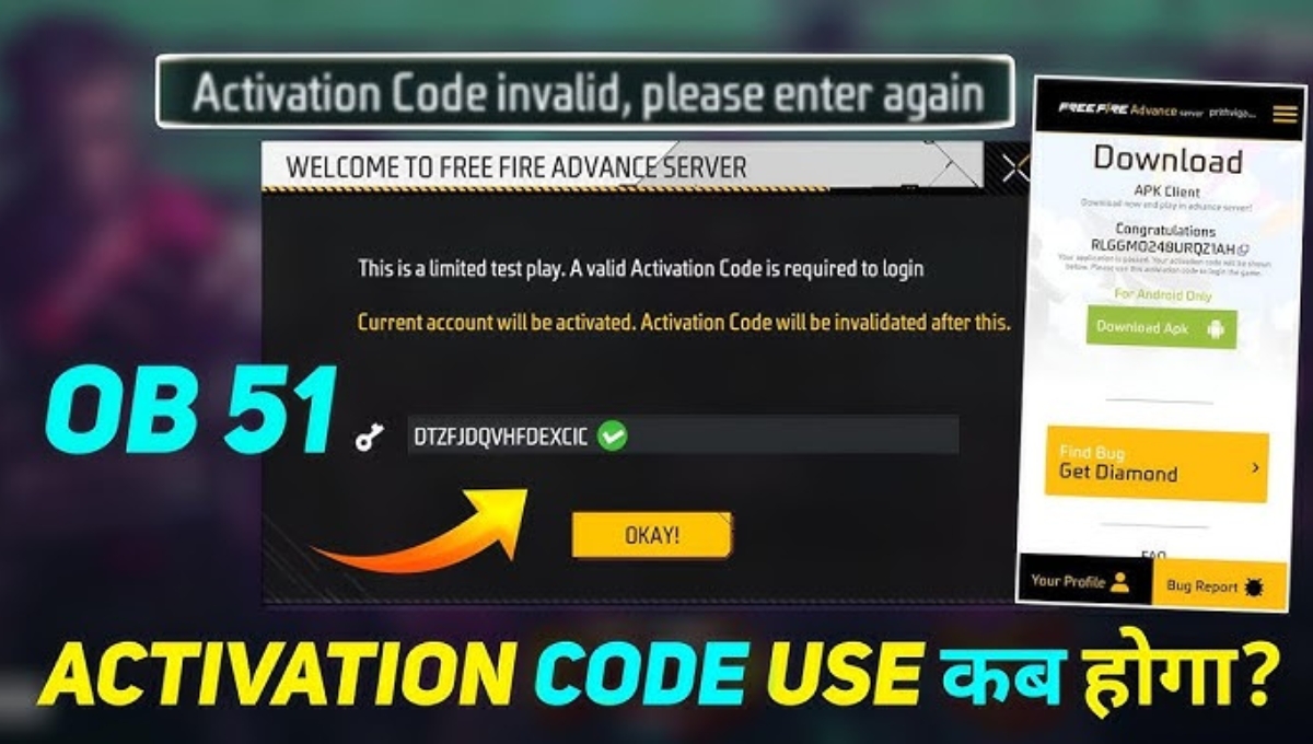 Free Fire Advance Server Activation Code Link 
